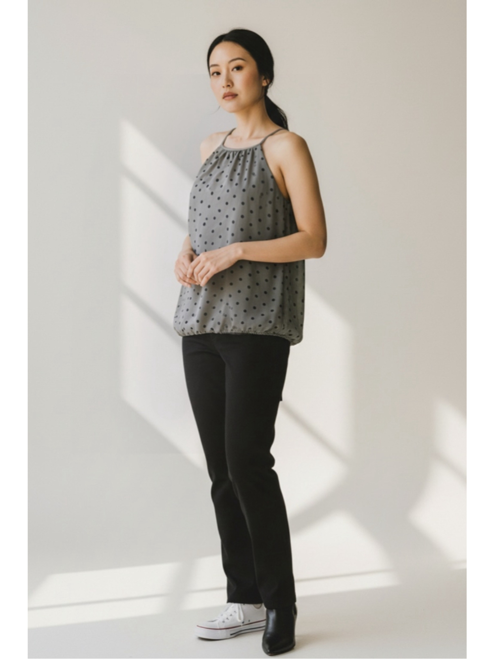 Women's Express Polka Dot Tank Top Size M Olive and Black